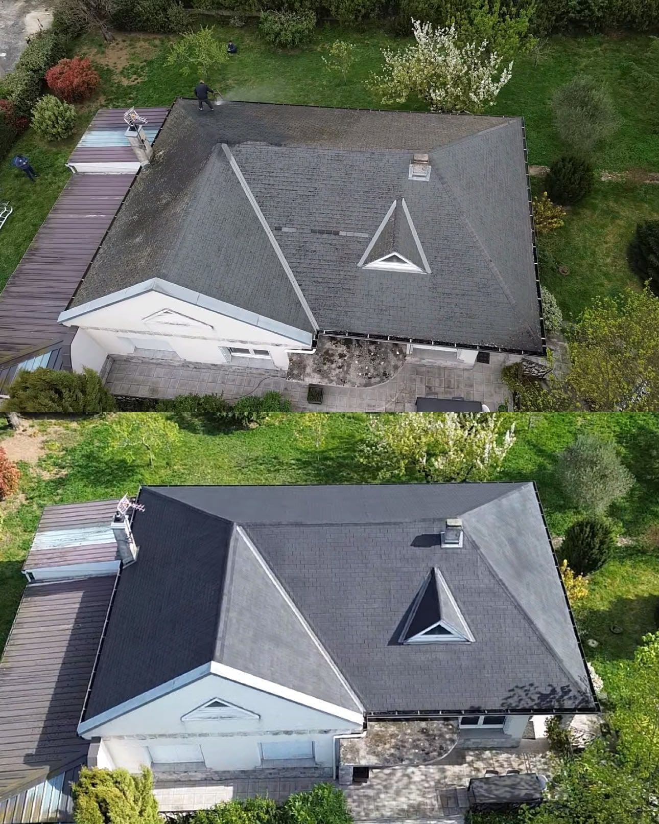 Nettoyage de toiture, avant / après